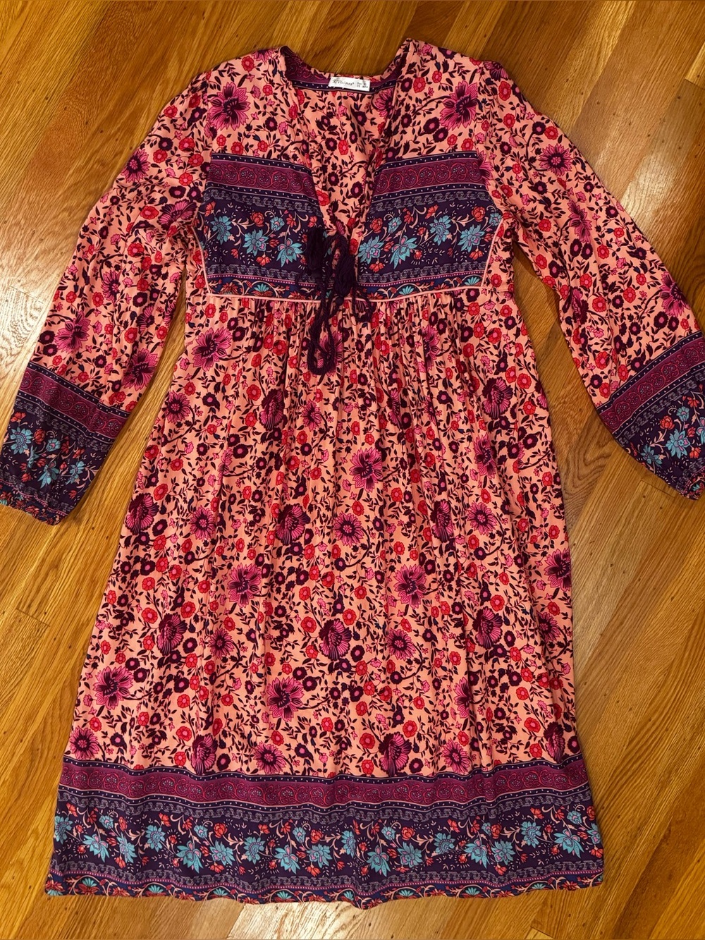 R. Vivimos Bohemian Retro Women's Floral Midi Dress Sz L/XL